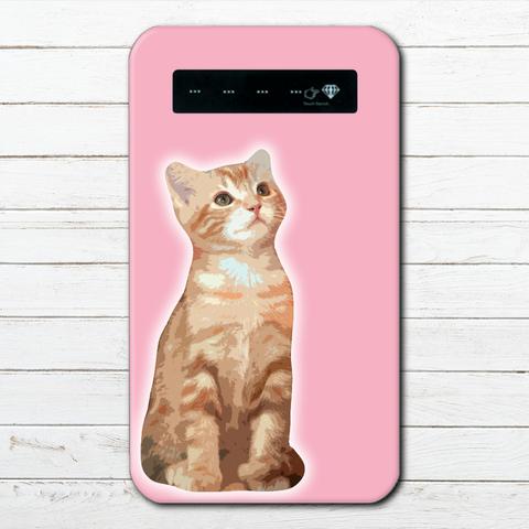 モバイルバッテリー　おすすめ　iPhone　Android　猫　ねこ　動物　かわいい　スマホ　充電器　タイトル：見つめる猫　＃000-009