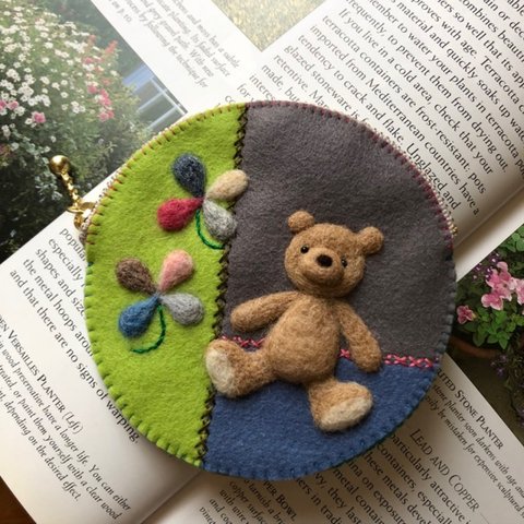 🐻felt  de patchworkテディベアのコインケース🐻