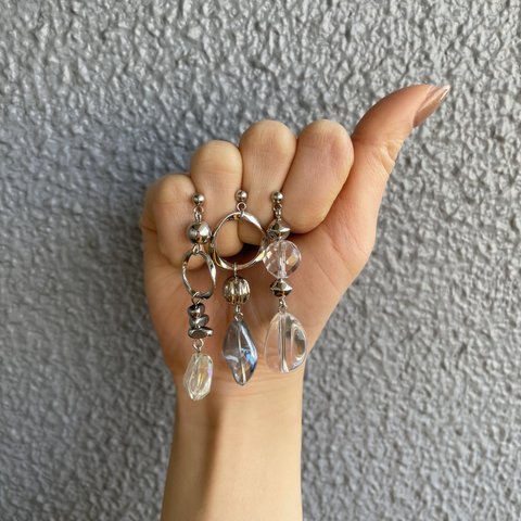 3set アシンメトリーシルバーピアス