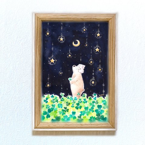 【受注制作】星降るクローバー畑【クマとうさぎ】