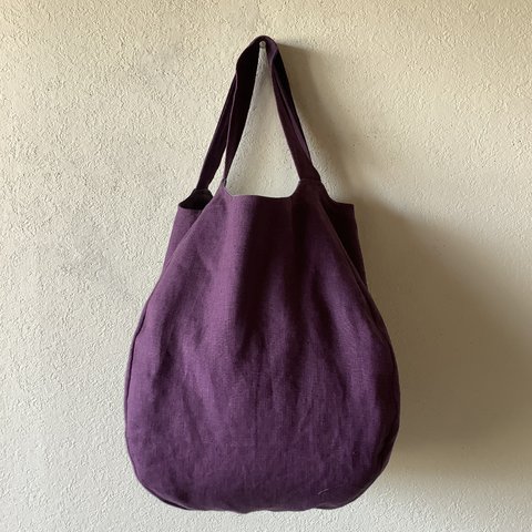 麻のバルーンバッグ(送料無料)紫