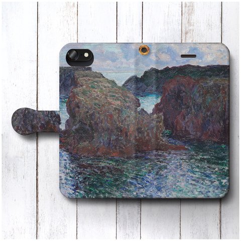 【クロードモネ ベルイル島の岩 】スマホケース手帳型 全機種対応 絵画 人気 プレゼント iPhoneXR