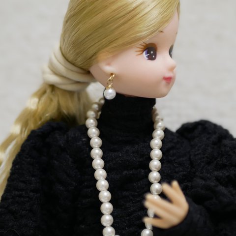 ♡しあわせ時間♡　ドール26　パールピアス＆ネックレスセット♡　リカちゃん/アクセサリー/かわいい/大人/人形/バービー/ジェニー/