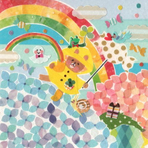 小さな世界◆５月紫陽花◆マスキングテープ切り貼り絵原画