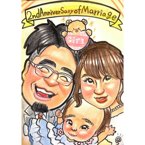 【ウェディング似顔絵】ウェルカムボード似顔絵　結婚式　ウェディング　似顔絵オーダー記念日　誕生日　イラスト　似顔絵イラスト　