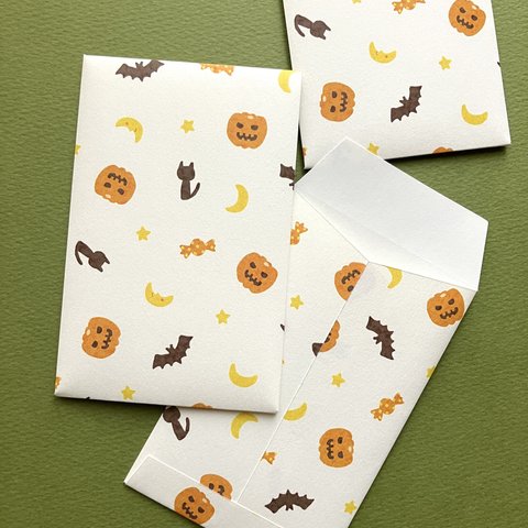 ハロウィン柄のぽち袋(3つ折りのお札が入るサイズ4枚入り)