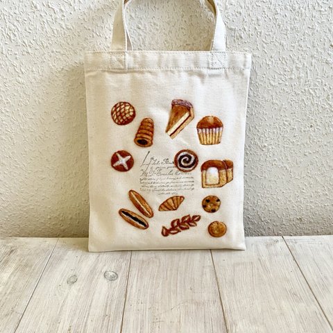 Cafe-sweets☆羊毛刺繍 キャンバストート〜☆焼き立てパン屋さん🍞🥖