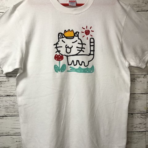 Tシャツ　ねこの王様　男女兼用　Ｌサイズ