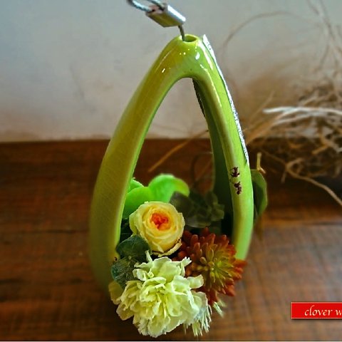 🌿ボタニカル・WIRE HANGING VASE mix🌿ハードクリアーボックス・リボン付き