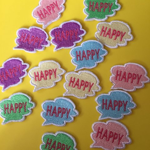 吹き出し💬ワッペン【HAPPY】