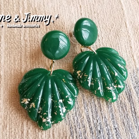 ✴Vintage Inspired Tropical greenピアス・イヤリング✴