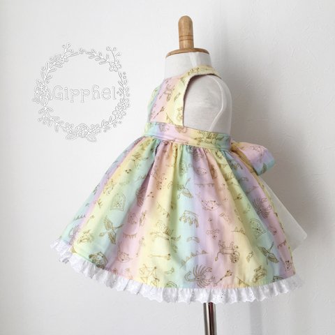 天使のドレスエプロン rainbow-pink / Babysize