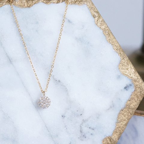 【14KGF】Tiny Round CZ Pave Necklace