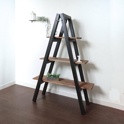 -BLACKSTYLE- LadderShelf / ラダーシェルフ TYPE A / 飾り棚 / シェルフ　【国産熊野紀州材使用　無垢 】