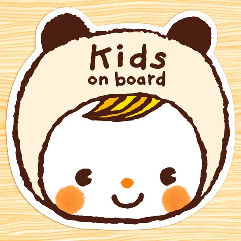 KIDS ON BOARD マグネットステッカー(鼻がピンクのパンダちゃん）