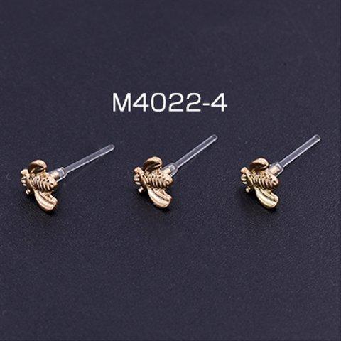 M4022-4    12個    樹脂ピアス ミツバチ 7×8mm クリア/ゴールド3×【4ヶ】