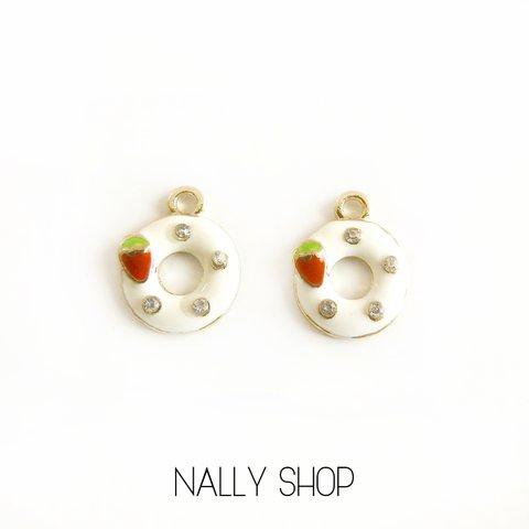 【5個】Strawberry Doughnut White Charm