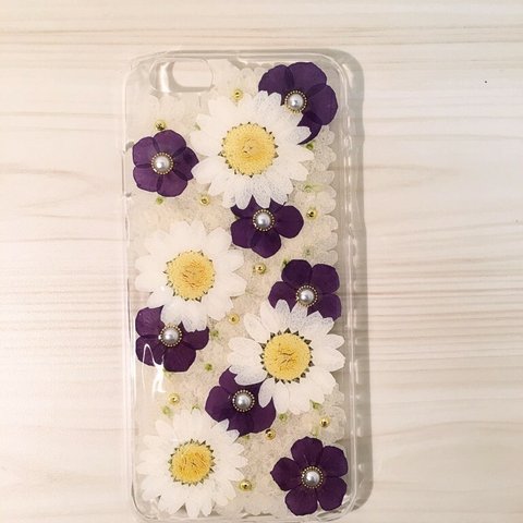 【受注製作61】iphone/スマホ 押し花ケース　本物のお花使用