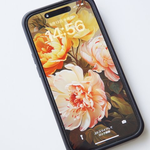 白と黄色の花のスマホ壁紙　AI007