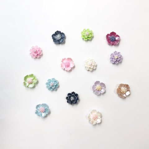 【約10mm アソート30個】パール調フラワーカボション アクリルカボション お花の種類2種類