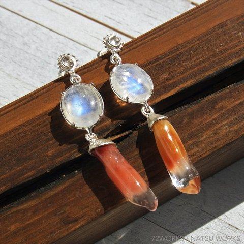 アゲート＆ムーンストーン ピアス ＊ Agate & Moonstone