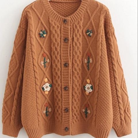 レトロ 刺繍 カーディガン セーター ニット コート