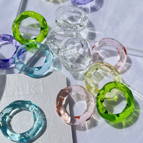 夏カラー　クリアリング　clear ring 透明感　指輪　シンプルリング　シンプルアクセサリー　うるつるちゅるん