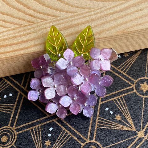 【新色】紫陽花のヘアクリップ　ダークパープル