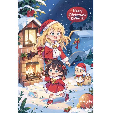 クリスマスカード　CHRISTMAS CARD　女性サンタクロース