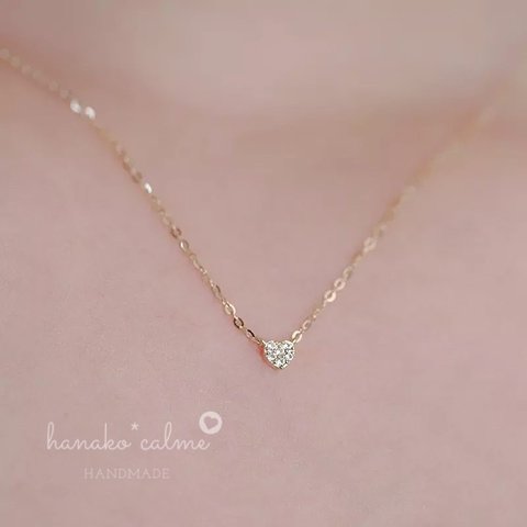 新作　シンプル　高品質　繊細　上品　大人女子　人気　ひと粒　ハート　18k　ネックレス