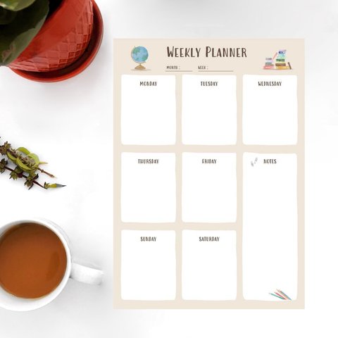 Weekly Planner（Globe&Books）- タテ型