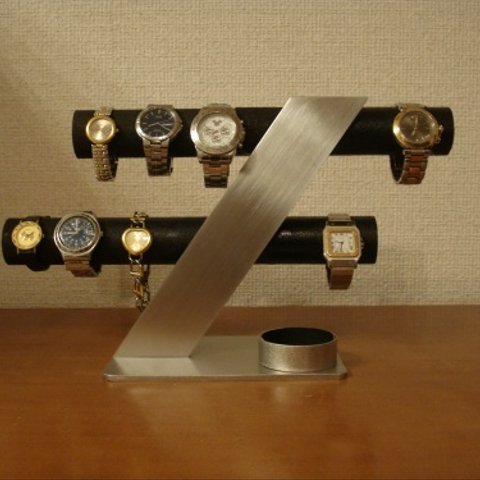 バレンタインデーに！　ブラック丸パイプ6～8本掛けデザイン腕時計スタンド　ak-design