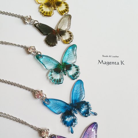 7 color clear butterfly necklace　
