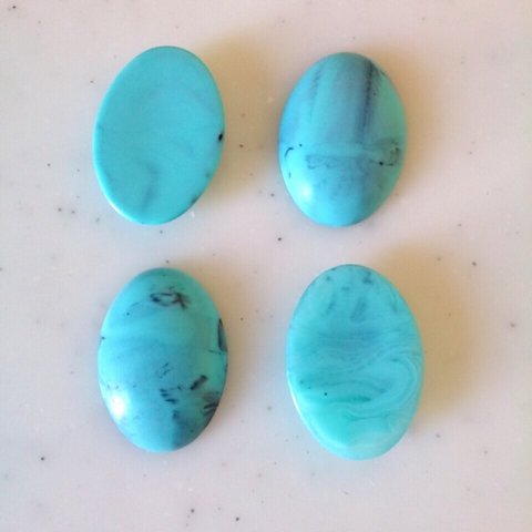 Vintage Turquoise Marble Oval Cabochons 《295》