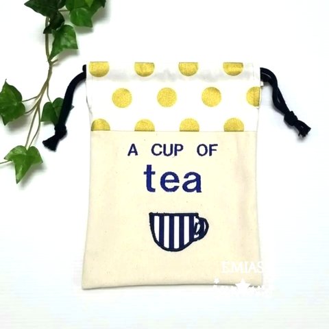 🍒セール🍒    A CUP OF TEA   巾着　【ドット】