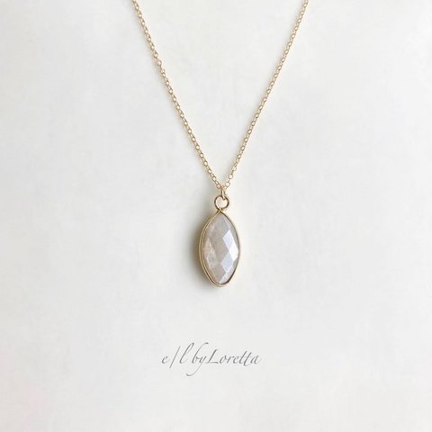 ホワイトムーンストーン 14kgf marquise necklace