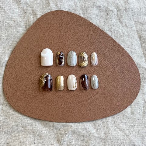 ＊brown × goid   nail