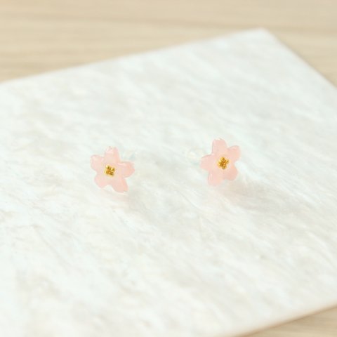 レジンピアス 桜 ピンク