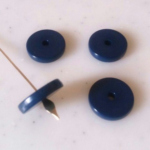 Vintage Navy Blue Disc Beads