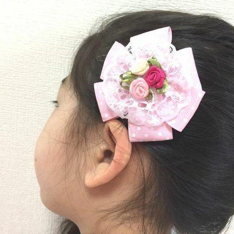 ☆ヘアクリップ☆　フラワー　ローズ　ピンク