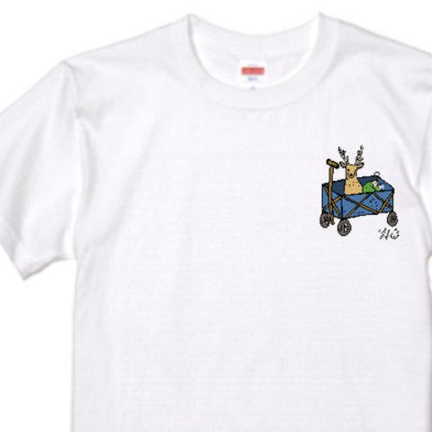 アウトドアシカワゴン　ワンポイント　ホワイト　Tシャツ 5.3oz