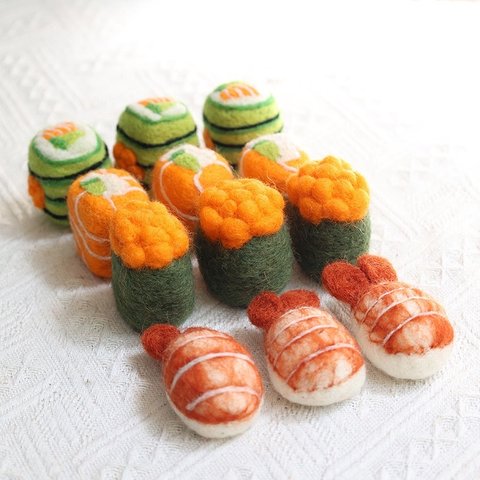 羊毛フェルトの手作り🍣寿司飾り