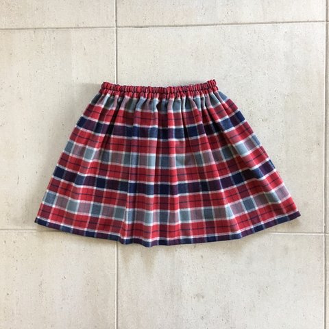 トラッドチェック起毛スカート☆アカ　90size .100size