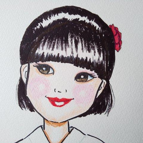 似顔絵ミニ色紙　女性用