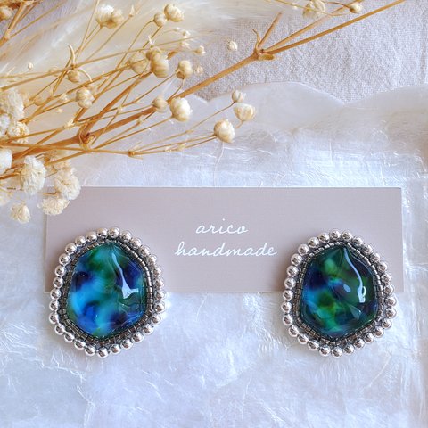 【送料無料】art beads pierce/earring 【刺繍ピアス】【刺繍イヤリング】【ビーズ】【ビーズ刺繍】