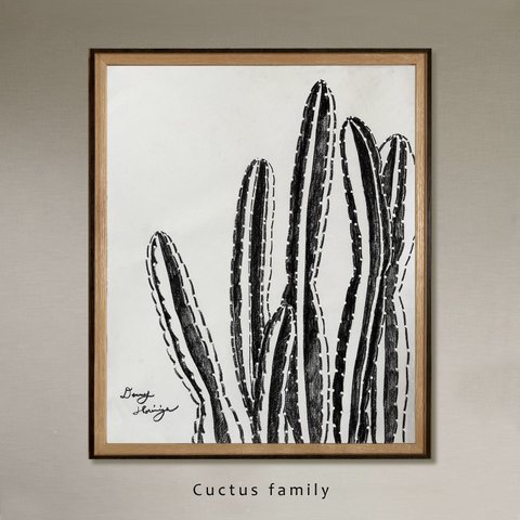 柱サボテン家族　cactus family【原画/額装セット】