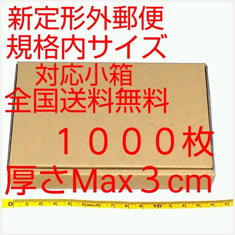 送料無料 定形外郵便用小型ダンボール１０００枚：厚さMAX3cm定形外郵便規格内サイズ