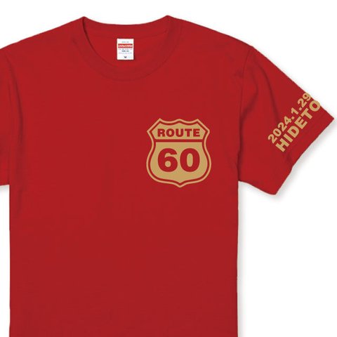 還暦Ｔシャツ 還暦のお祝いに！名入れできます♪ROUTE60 Tシャツ赤 プリントカラー全4色 綿100％ 還暦ギフト 還暦プレゼント 長寿祝い