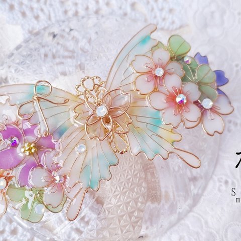 （A）約束の花束と蝶のバレッタ（hair ornaments of butterfly and flower〜Little promise〜）