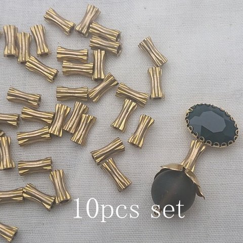 【再販】10個セット!真鍮 デザインチューブビーズ　パイプ/スペーサー/ブラスビーズ/Brass